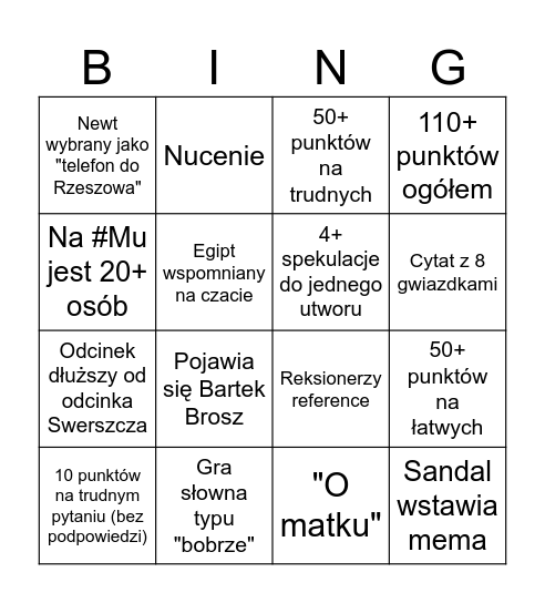 Bobromir I Nucenie Grid Bingo Card