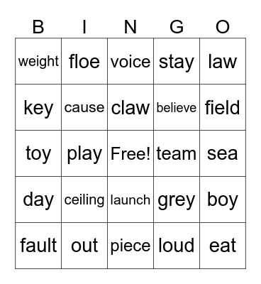 4th Grade Bingo Card