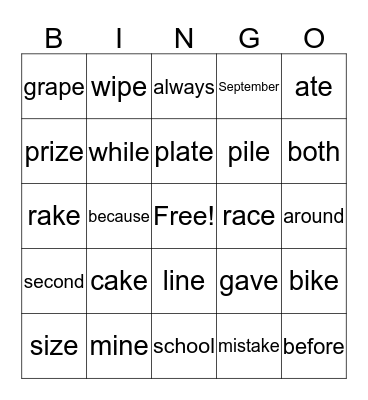 2nd grade Week 3 Bingo Card