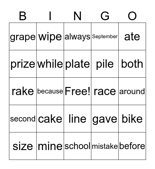 2nd grade Week 3 Bingo Card