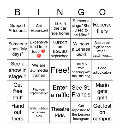 Lenaea Bingo Card