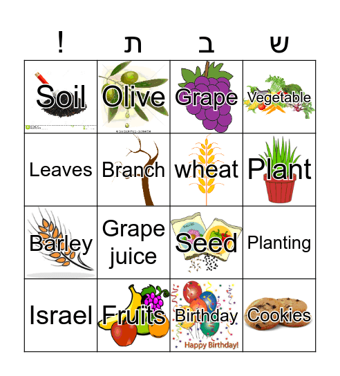 TU BISHVAT Bingo Card