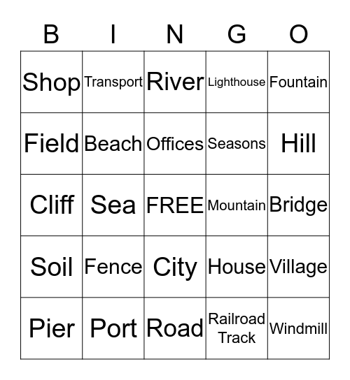 HUMAN & PHYSICAL FEATURES Bingo Card