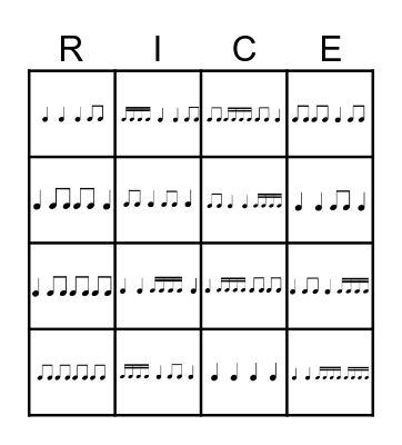 Rhythm Bingo Card