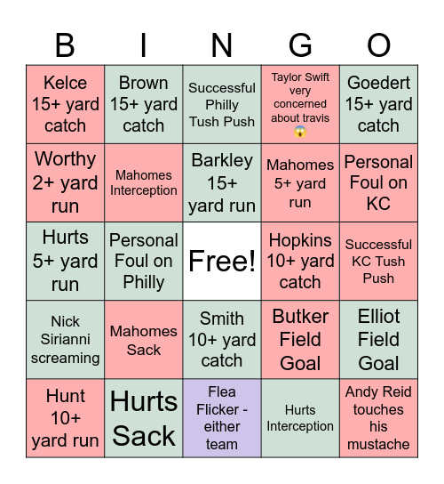 Super Bowl Bingo 2024 Bingo Card
