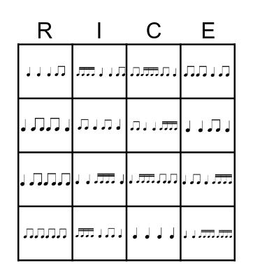 Rhythm Bingo Card
