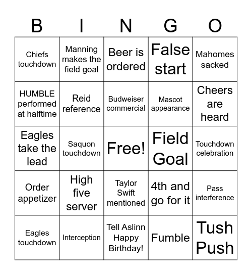 S PATTERN Bingo Card
