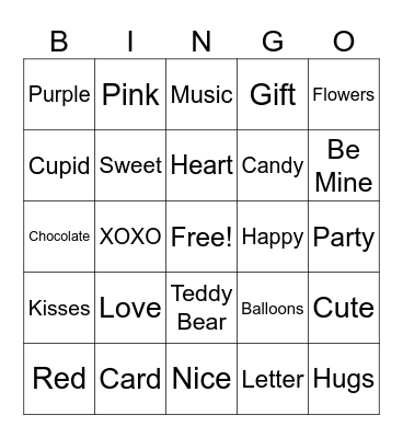 Valentine's Day Bingo Card