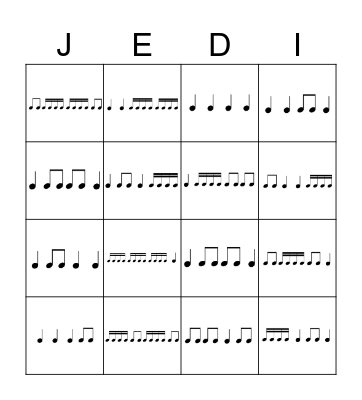 Rhythm Bingo Card