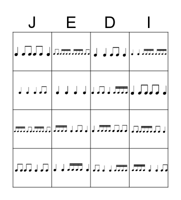 Rhythm Bingo Card