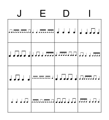 Rhythm Bingo Card