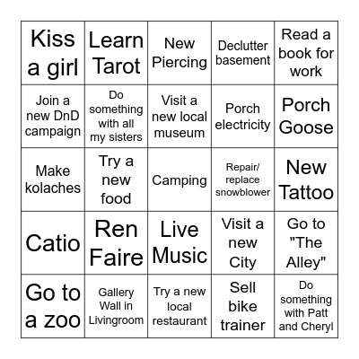 2025 Bingo Card