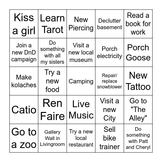 2025 Bingo Card