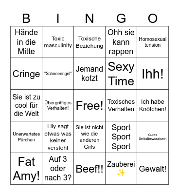 Pitch Perfect Bingo Card