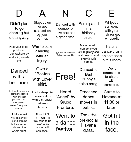 Are you even a dancer? Bingo Card