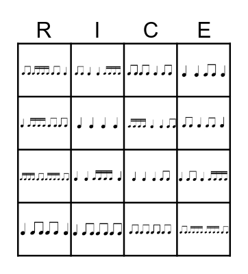 Rhythm Bingo Card