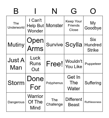 Epic The Musical Bingo Card