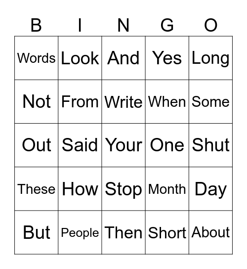 High Frequency Words Bingo Card high-frequency-words-bingo-card