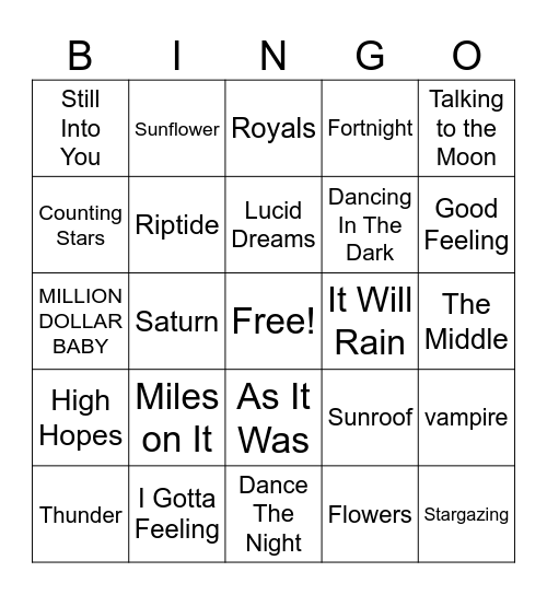 Music BINGO Card
