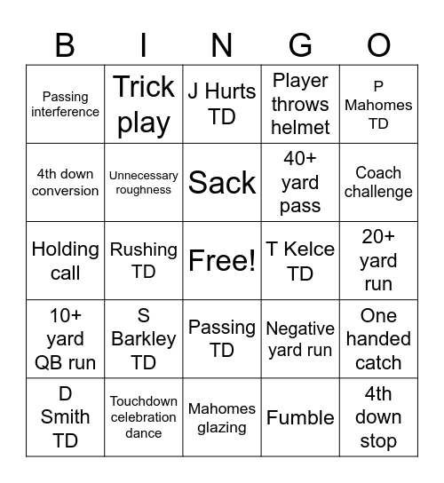 super bowl lviii bingo