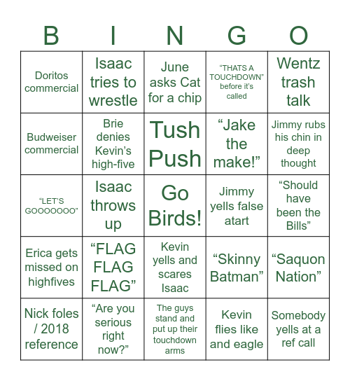 Super Bowl LIX Bingo Card