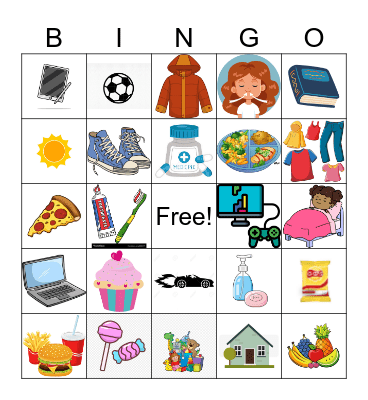 Wants and Needs Bingo Card