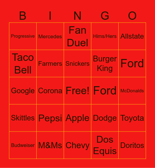 Super Bowl LIX (59) Bingo Card