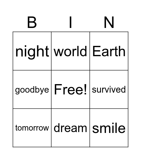 Die with a smile Bingo Card