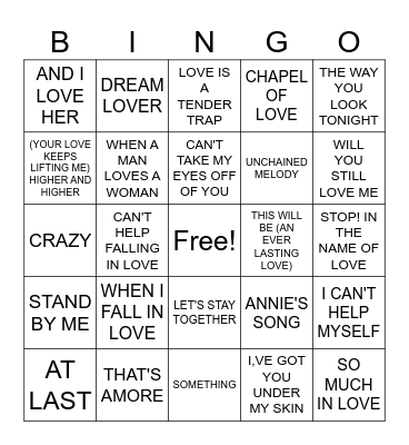Valentine's Day Bingo Card