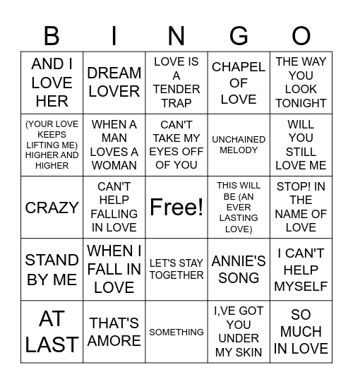 Valentine's Day Bingo Card