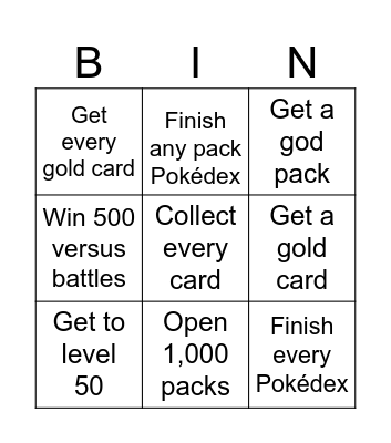 Pokemon TCGP Bingo Card