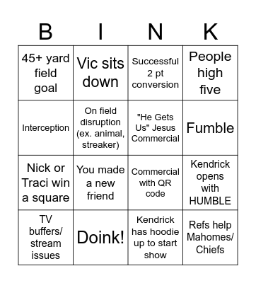 Super Bowl LIX -- BILLS VS. LIONS Bingo Card
