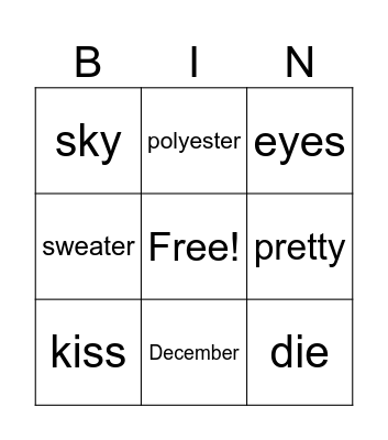 Heather Bingo Card