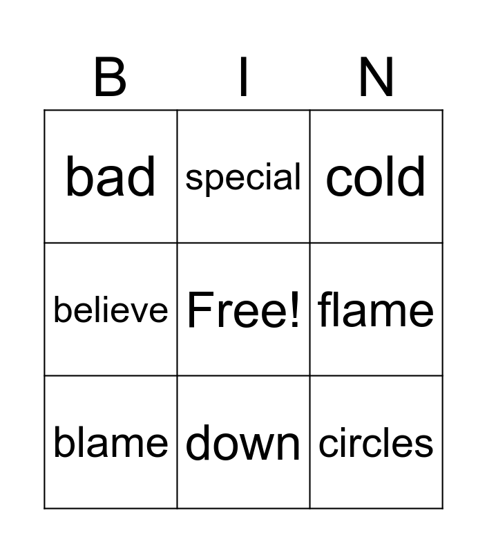 Circles Bingo Card