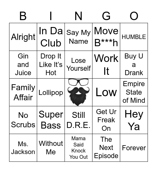 BIG GAME | RD 3 | HIP HOP & R&B Bingo Card