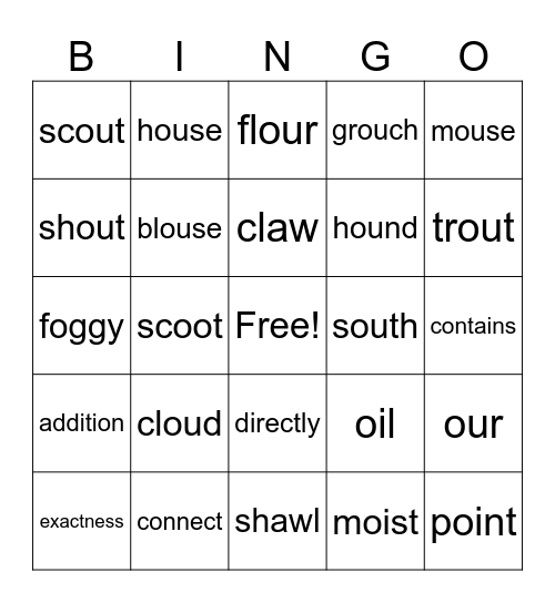Level C Unit 5 Bingo Card