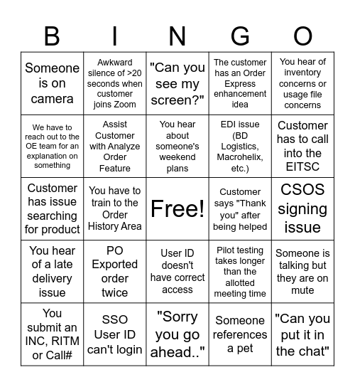Wave 2 TRG Bingo Card