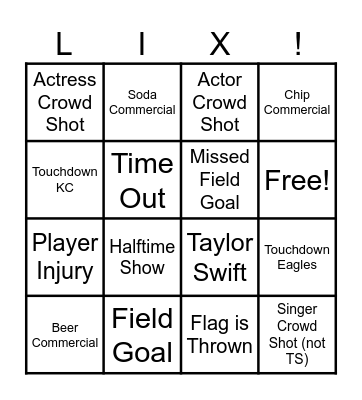 Super Bowl LIX Bingo Card