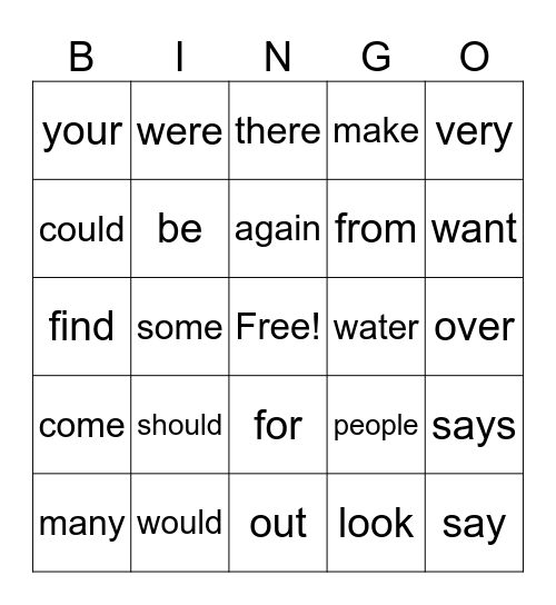 SIPPS Bingo (Lessons 35-45) Bingo Card