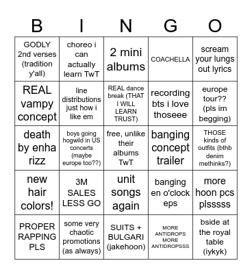 enha bingo 2025 (2 months late) Bingo Card
