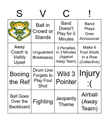 Bearcat Basketball Bingo Card
