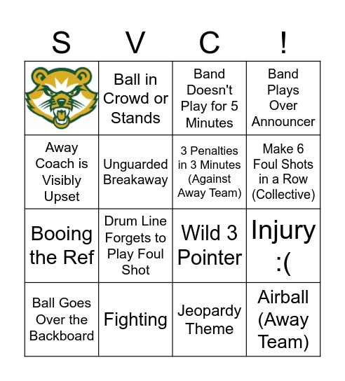 Bearcat Basketball Bingo Card