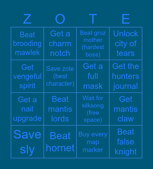 It's zotin time Bingo Card