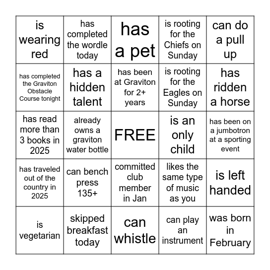 Find someone who... Bingo Card