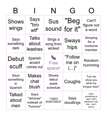 😈⛓️Akihiro Debut Bingo Card