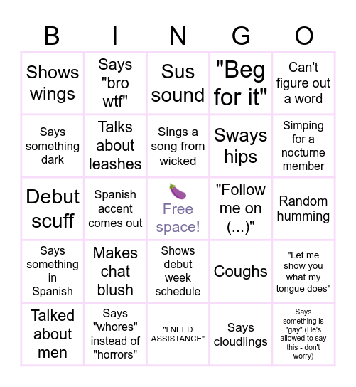 😈⛓️Akihiro Debut Bingo Card