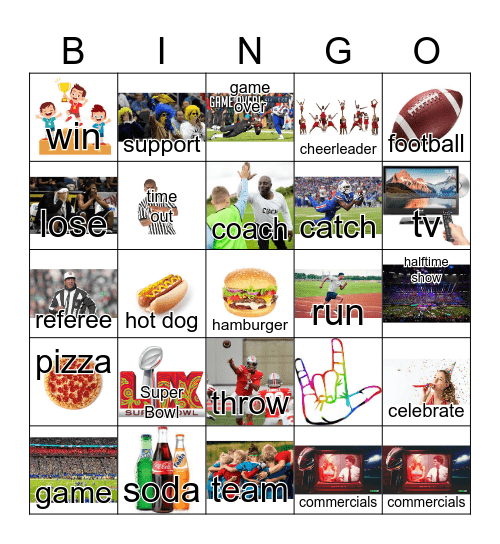 ASL Football/Snacks Bingo Card