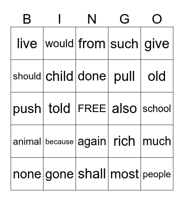 Untitled Bingo Card
