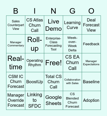 CS Views: Boostup Forecasting Dashboard Bingo Card