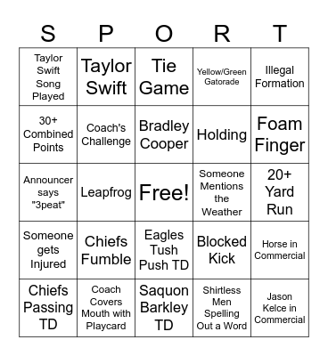 SUPER BOWL LIX BINGO Card
